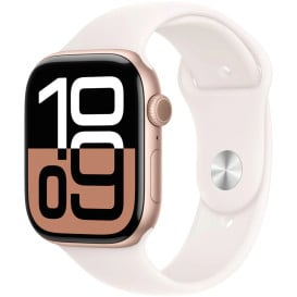 Smartwatch Apple Watch 10 MWWJ3ET/A - 42 mm GPS, aluminium różowe złoto z paskiem sportowym w kolorze łagodnego różu, M|L
